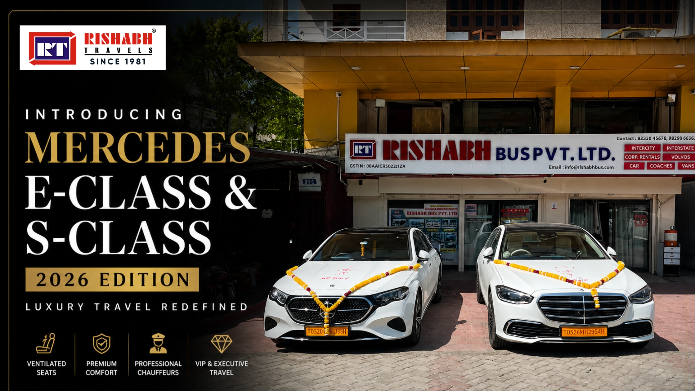 Rishabh Travels Introduces New Mercedes E-Class and S-Class 2026 Edition for Luxury Travel