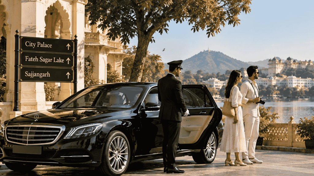 Chauffeur driven luxury car for sightseeing around Udaipur
