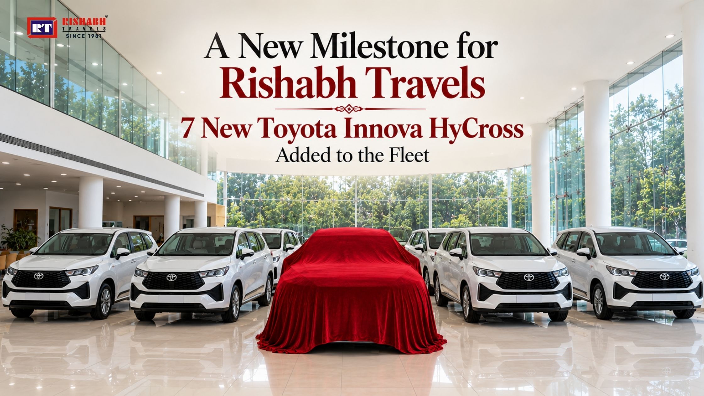 7 new Toyota Innova HyCross vehicles added to the Rishabh Travels fleet in Udaipur